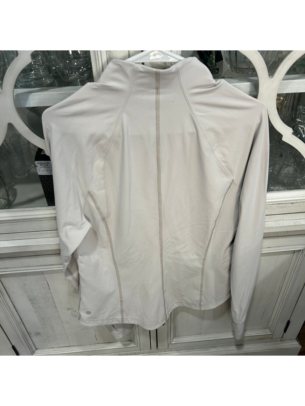 Athleta Zip Front Jacket Women's M Beige Full Zip Stretch Athletic Lightweight - Picture 2 of 8